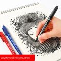 6/12pc Set Waterproof Oily Color Double Tip Permanent Markers Fine Tip Thick Tip Black Ink Drawing Pens Supplies Stationer. 