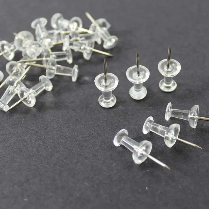 Transparency Pin 100pcs Clear Transparent Push Pins New Plastic Map Chart Drawing Pins ...