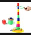 Ring Toss Game With 18 Stand - Floatable Ring - Multi -Colored Durable Plastic Rings - Competitive Tossing Game for Kids and Adults - 16 cm ( 6.3inch ) and 14 .5 cm ( 5.7 inch ) rings. 