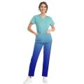 Medical Uniform Trendy Women's Scrub Set Stretch Soft Y-Neck Top Pants Hospital Pet Clinic Doctor Costume Contrasting Colors. 