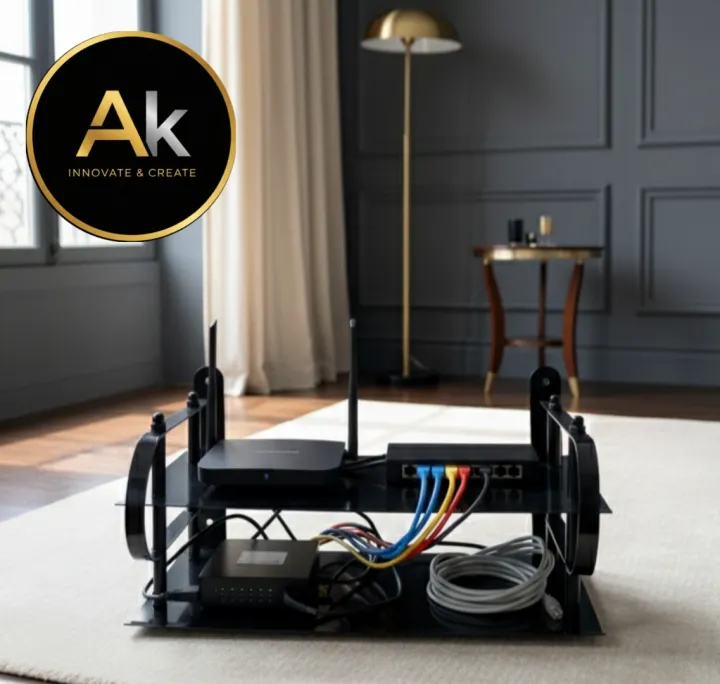 2-%20layer%20Wall%20mount%20wifi%20router%20stand,%20metal%20shelf%20for%20tv%20box%20&%20remotes%20black%20-%20Image%202