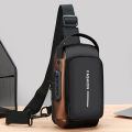 Men's Sporty Chest Bag Motorcycle Phone Pack with Password Lock, Zipper Closure Crossbody Sling Bag for Daily Commute Outdoor.