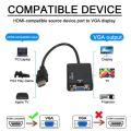 Adapter HDMI-compatible to VGA With Audio Cable Converter HD1080P for PC Laptop to HDTV Projector HDMI-compatible to VGA Adapter. 