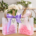 10pcs Clear PVC Gift Bags with Pink Ribbon Plastic Tote Bag Gift Wrap Bag for Wrapping Holiday Gifts  Shopping Birthday Supplies. 
