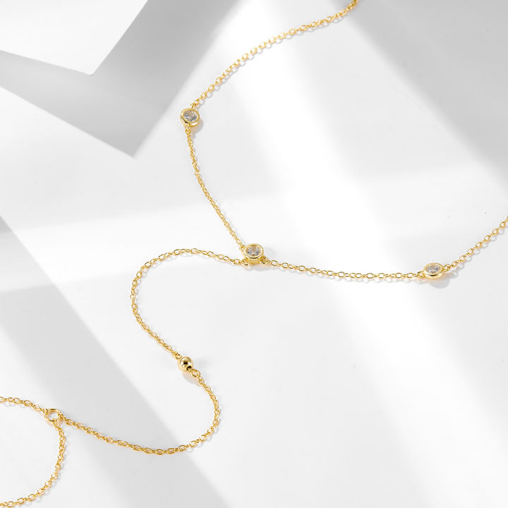 S925%20Sterling%20Silver%20Simple%20Gold%20round%20Bead%20Zircon%20Toe%20Chain%20Fashion%20Individual%20Beach%20Ankle%20Bracelet%20-%20Image%204