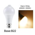 E27 B22 85-265V PIR Motion Sensor Bulb 12W 15W 18W 20W IP42 Led Lamp  Dusk Dawn Stair Pathway Corridor Emergency For Living Room. 