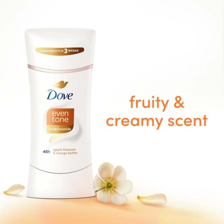 DOVE%20Even%20Tone%20Women's%20Antiperspirant%20Deodorant%20Stick,%20Apple%20Blossom%20&%20Mango%20Butter,%202.6%20oz%2074gm%20-%20Image%203