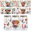 5 Sheets Cow UV DTF Mug Stickers, Glass DTF Transfer Stickers, Waterproof Wipe Transfer Paper for 16oz Glass, Mug, Crafts, Furni. 