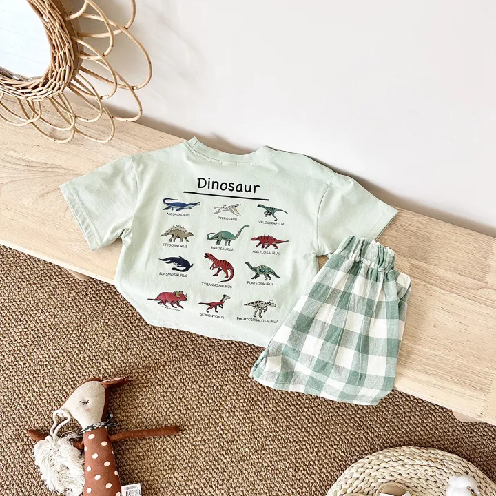 Summer%202Pcs%20Newborn%20Baby%20Boys%20Clothes%20Set%20Girls%20Suit%20Casual%20Dinosaur%20Printed%20T-shirt+Checkered%20Shorts%20Infant%20Toddler%20Outfit%200-3Y%20-%20Image%206