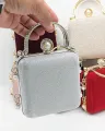 Braided Chain-Handle Quilted Evening Clutch Box Shaped Formal Bag Shimmery Purse Luxurious Pearl Perfume   evening clutch Worn in Parties,Weddings,Nikkah Events, Formal Evenings,Glam Functions.. 