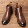 Chelsea Men Boots Fashion Brand Comfortable Leather Ankle Boots.