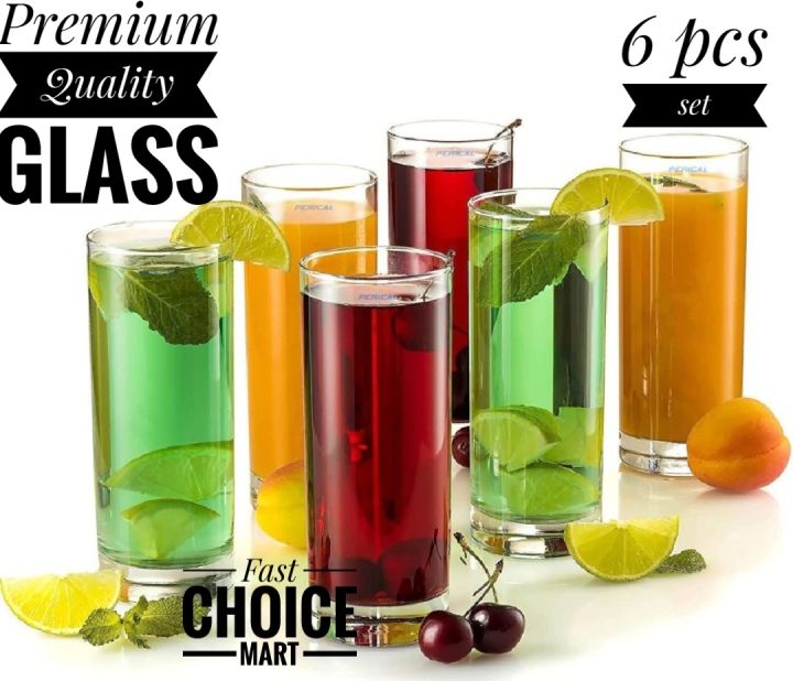 Cristal Clear Drinking Tall Plain Glass/ Olila-W012/Juice Glass (6 pieces) set