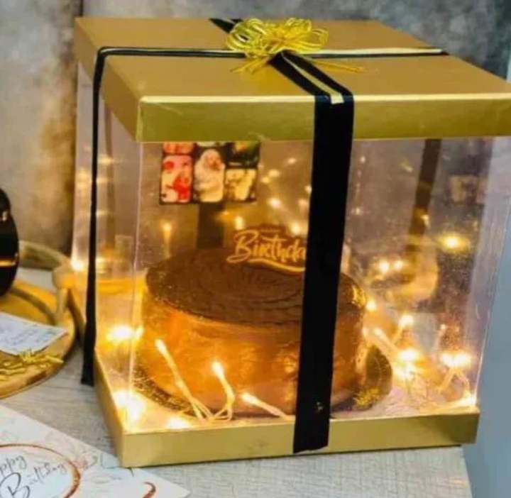 Set of 3pcs Transparent Gift Box / Transparent Square Cake Box For Birthday & Happy Anniversary