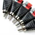 2PCS High Quality Speaker Wire A/V Cable To Audio Male RCA Connector Adapter Jack Press Plug To Audio Mono Channel Plug. 