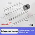 Sponge Holder with towel hanger, Stainless Steel Faucet Storage Rack, Adhesive Sink Caddy Organizer for Brush, Towel. Shower Soap Dish for Bathroom, Kitchen Hanging Storage Accessories Black. 