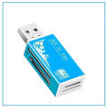 Alloy Card Reader 4 Ports USB2.0 Micro SD TF M2 MS Pro Duo MMC SDHC DV Phone Camera Memory Card Adapter with LED Indicator.