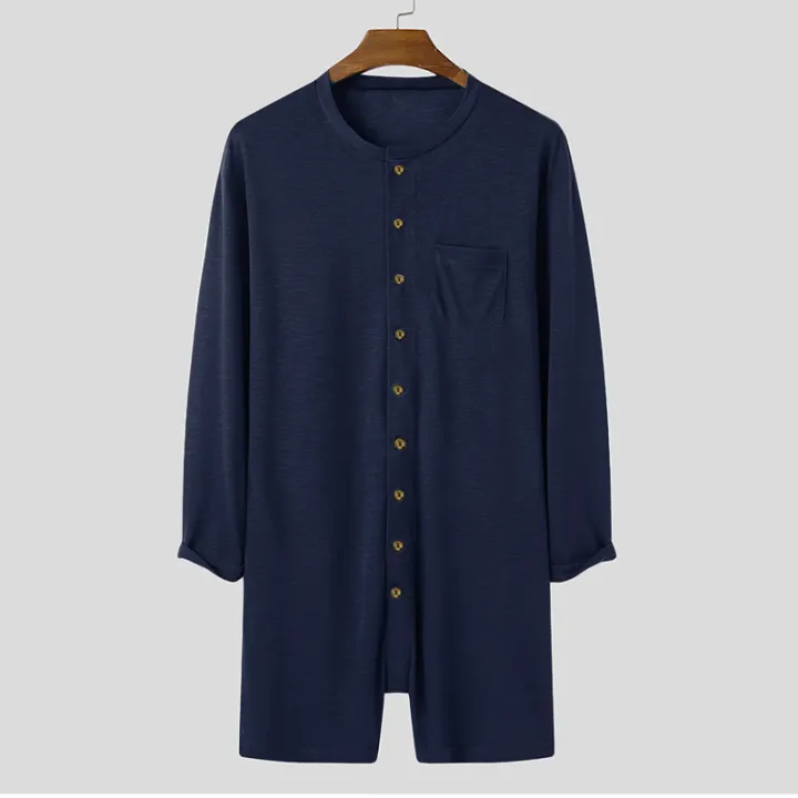 New%20Men%20%20Pajamas%20Jumpsuit%20Solid%20Color%20Tight%20O%20Neck%20Long%20Sleeve%20T%20Shirt%20and%20Shorts%20One-piece%20Button-down%20Breathable%20Home%20Wear%20-%20Image%206