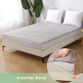 1pc Soft Lightweight Thin Mattress Cover with Elastic Bands, Waterproof Terry Cloth Fitted Sheet, Grey/White. 