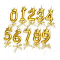 0-9 3D Number Birthday Cake Candles Golden Crown Candles Dessert Decoration Candles Memorial Anniversary Party Decor. 