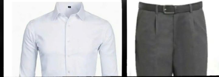 school uniform pant+shirt/ white&blue