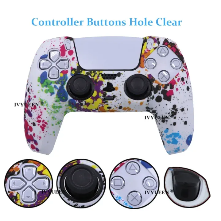 Water%20Transfer%20Printing%20Protective%20Silicone%20Case%20for%20%20Playstation%205%20PS5%20Controller%20%20Cover%20Joysticks%20Thumb%20Grips%20Caps%20-%20Image%205