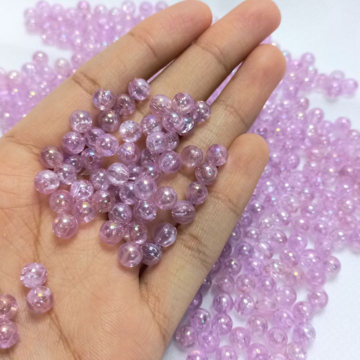 500Pcs 6mm Round Light Purple Plastic Bubble Beads For Jewelry Making DIY Bracelet Necklace Earrings Crafting Keychain Embroidery Tasbeeh Etc