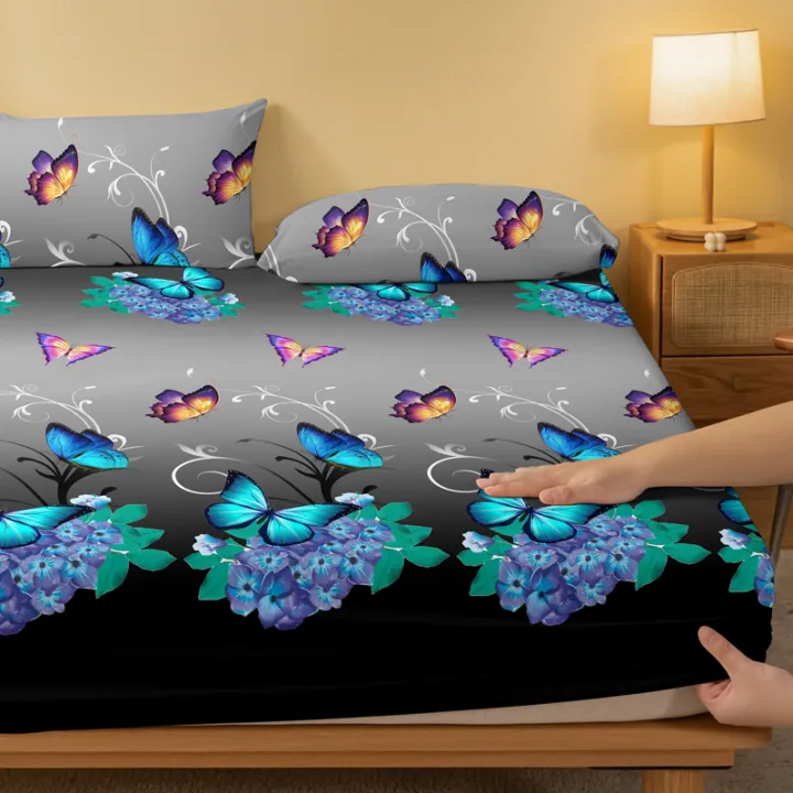 1%20Piece%20of%20Flower%20Flying%20Butterfly%20Dance%20Pattern%20Frosted%20Bedsheet,%20Bedroom%20Printed%20Bedspread,%20Bedding%20(Excluding%20Pillowcases)%20-%20Image%203