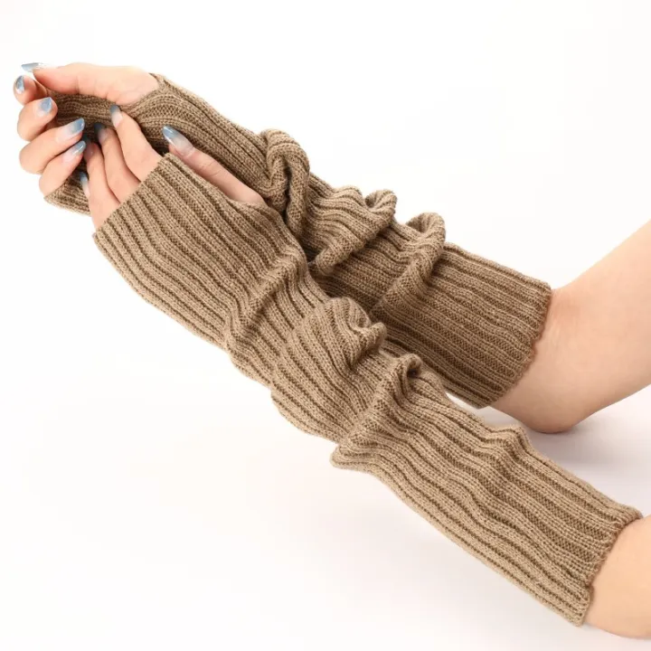 Botvotee%20Arm%20Warmers%20Free%20Shipping%20Sleeves%20for%20Women%20Y2k%20Accessories%20Stripe%20Knit%20Winter%20Extend%20Sleeves%20Half%20Finger%20Gloves%20Black%20-%20Image%204