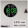 Home & Garden Digital Clocks Alarm Clocks 12-Inch Led Digital Wall Clock 2-Color Large Screen Electronic Clock With Temperature Display(Green, Orange). 