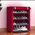 Portable Folding And Covering 4 Layer Shoe Rack. 