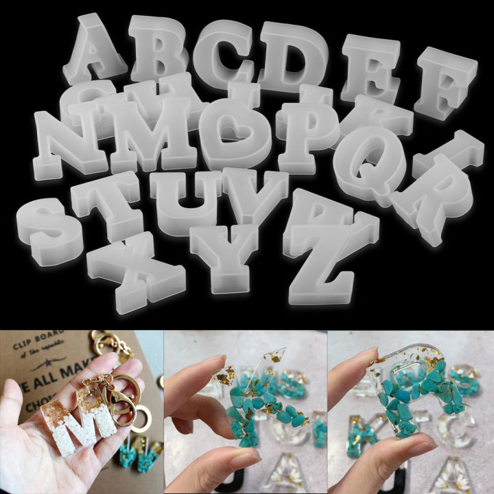 26 styles Letter Mold Alphabet Number Silicone Molds Crystal Glue Epoxy ...