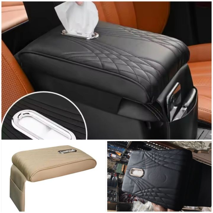 Car Arm Rest Cushion with Tissue paper pad Car Armrest Cover Leather Car Armrest Box Pad, Arm Rest for Car Console Cover, Auto Armrest Cover New Car Accessories Universal Arm Rest Pads for