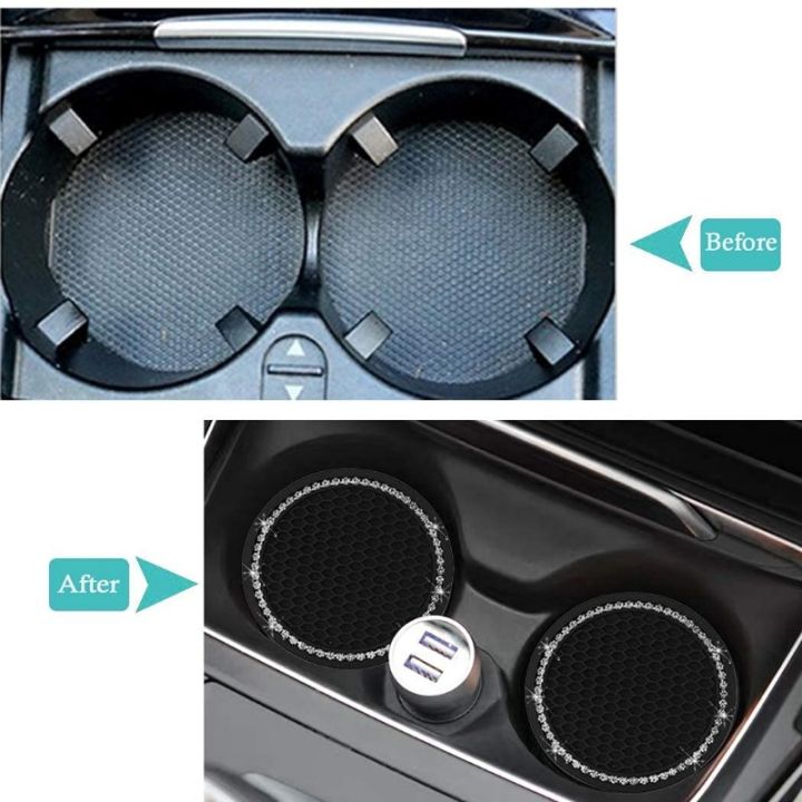 2Pcs%20Car%20Bling%20Rhinestone%20Cup%20Holder%20Drink%20Pad%20Interior%20Decoration%20Anti-slip%20Mat%20Round%20Durable%20Coaster%20Heat%20Resi%20Car%20Accessories%20-%20Image%203