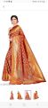 Party wear Kanjiwaram Saree (Orange) with Blouse material. 