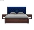 Drewno Sheesham Wood Upholstered Bed With Hydraulic Storage. 