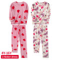 2-Piece Sisters Long-sleeved Trousers Suit Girl Sweet And Lovely Home Clothes Teenagers Casual Round Neck Shirt Elastic Waist Pa.