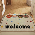 VIKAMA Cartoon Cute Bear Crystal Velvet Carpet Living Room Bathroom Entrance Door Door Dirty And Non-Slip Mat Home Decoration. 