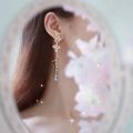Korean Elegant Butterfly Earrings For Women Exquisite Crystal Zircon Long Tassel Flower Drop Earrings Girls Temperament Jewelry.