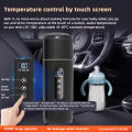 Electric Kettle 12V24V Portable Car Heating Cup 500ml Travel Heating Touch Screen Intelligent Adjustable Temperature Thermal Cup. 