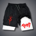 2 in 1 Compression Shorts for Men Gym Workout Running Shorts with Phone Pockets Athletic Quick Dry Activewear.