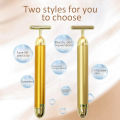 24k Gold T-shaped Vibrating Facial Roller Beauty Roller Slimming Face Massager Device Tightening Anti-wrinkle Facial Care Tools. 