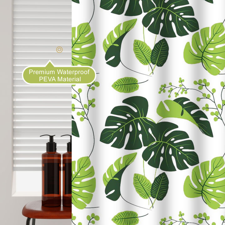 1pc%20Monstera%20Leaf%20Popular%20Shower%20Curtain%20Waterproof%20PEVA%20Botanical%20Bathroom%20Decor%20-%20Image%202