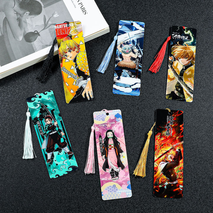 1Pcs Anime Demon Slayer Bookmarks Cartoon Fans Collection, Tassel Bookmarks Bookmarks Fans Reading Marker Book Accessories