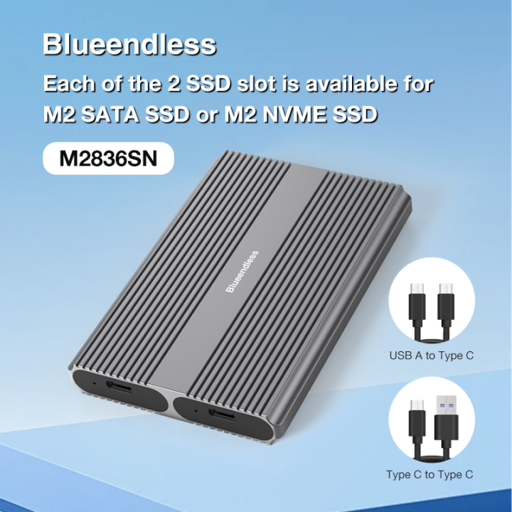 Blueendless%20Dual%20Bay%20M2%20SSD%20Case%20Type%20C%20USB3.2%20Gen2%2010Gbps%20M.2%20SATA%20NGFF%20Dual%20Protocol%20Aluminum%20Alloy%20PCIe%20NVMe%20SSD%20Enclosure%20-%20Image%208