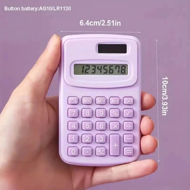 1PcsSmall Solar Calculator Portable Calculator Cute 8 Digits LCD Electronic Home Office Calculator for Primary School Calculator