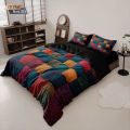 3pcs Color Block Splicing Printed Coreless Down Duvet Cover Set, Multi Size Bedroom Bedding Decoration, Machine Washable.