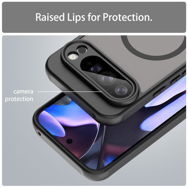 Phone%20Case%20For%20Google%20Pixel%209%2010%20Pro%20XL%209A%20Case%20Magnetic%20Charging%20Matte%20Clear%20Shockproof%20Cover%20Translucent%20Frosted%20-%20Image%203