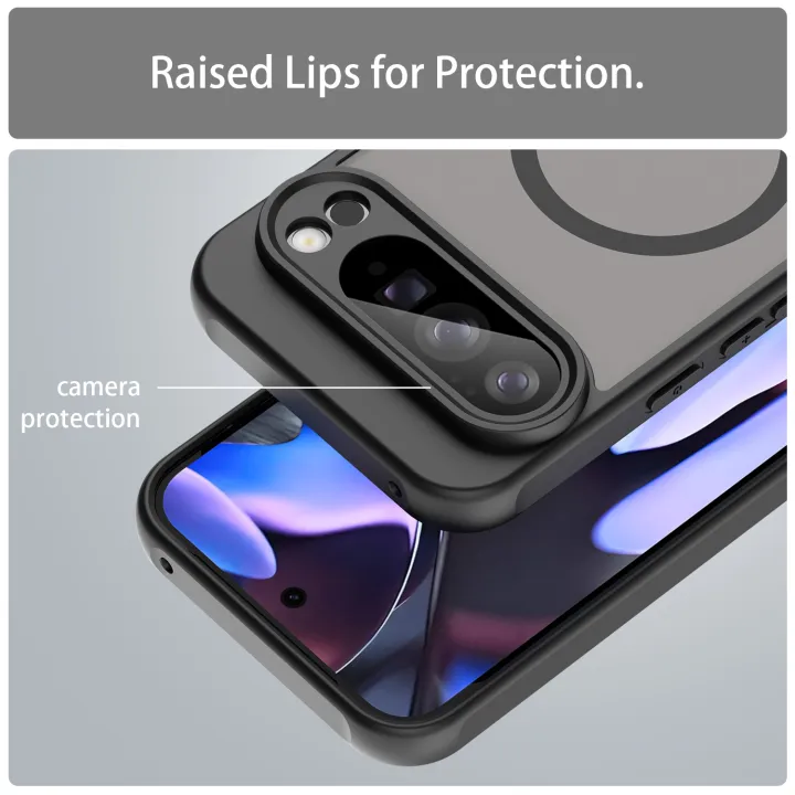 Phone%20Case%20For%20Google%20Pixel%209%2010%20Pro%20XL%209A%20Case%20Magnetic%20Charging%20Matte%20Clear%20Shockproof%20Cover%20Translucent%20Frosted%20-%20Image%203
