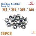 Screw nut M3 M4 M5 M6 lock nut self-locking nut 15pcs per pack 15 pcs/pack screw nut ring. 