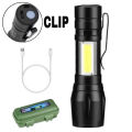 Recharge-able Flashhlight Torch LED USB Portable Torches 3 Modes Mini Camping Lighting - Torch Light. 